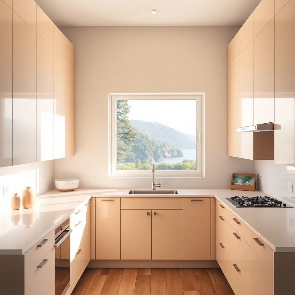 Kuchnia W Kształcie Litery U Z Oknem Na Środku