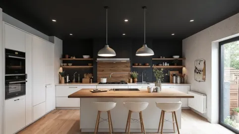 Czarny sufit w kuchni