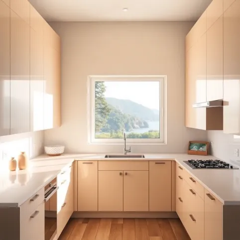 Kuchnia W Kształcie Litery U Z Oknem Na Środku