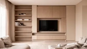 Nowoczesna zabudowa ściany w salonie