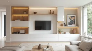 zabudowa ściany w salonie