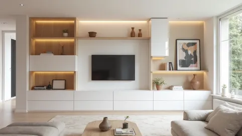 zabudowa ściany w salonie